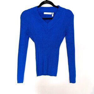 EUC Na Na Fashion cobalt blue v-neck knit sweater, Size M